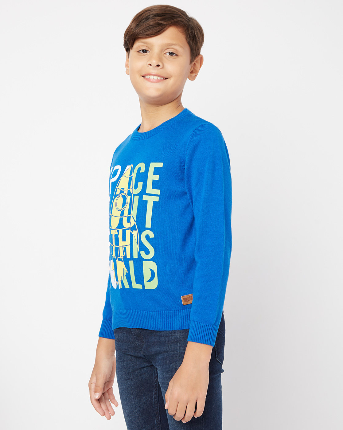 Gas Kids Boys Blue Printed Pullover